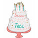 Bonne Fête Cake Shaped Foil Balloon, 28 Inch