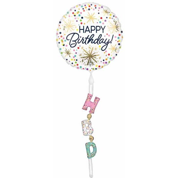 Happy Birthday Confetti Sprinkle AirWalker Foil Balloon, 69 Inch
