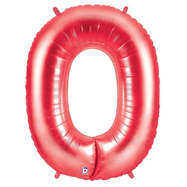 Red Number 0 Megaloon Balloon, 40 Inch