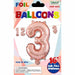 16-Inch Rose Gold Number 3 Foil Balloon
