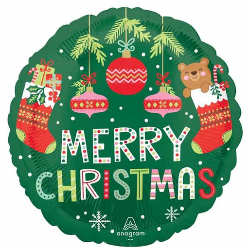 Beary Christmas 18-Inch Round Foil Balloon