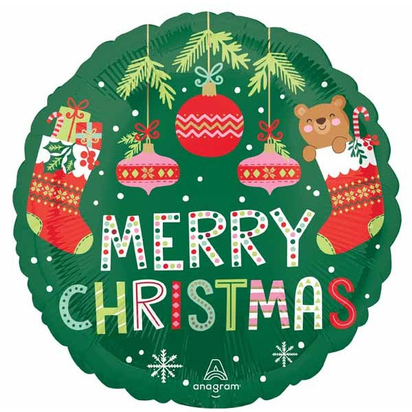 Beary Christmas 18-Inch Round Foil Balloon