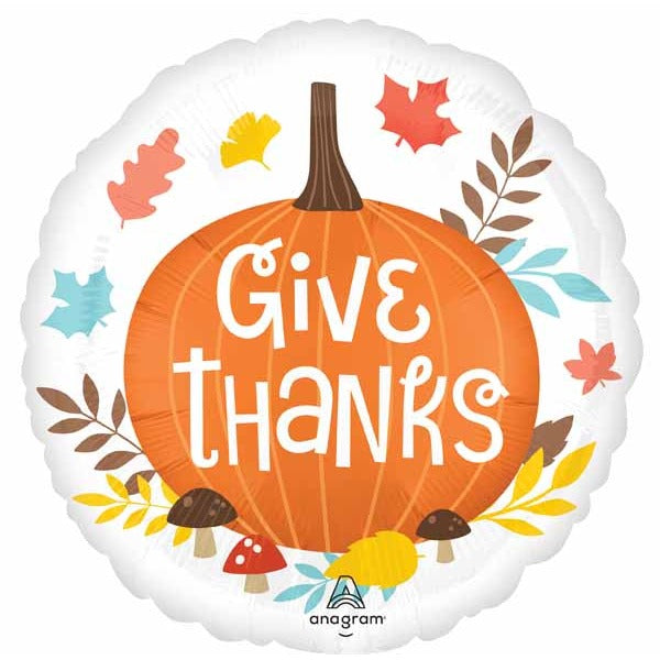 Give Thanks 18" Round Foil Balloon