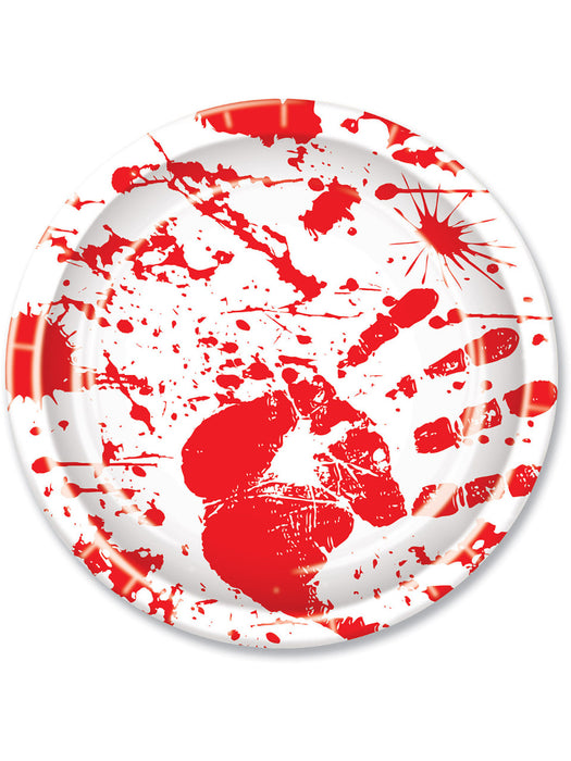 Bloody Handprint Halloween Plates