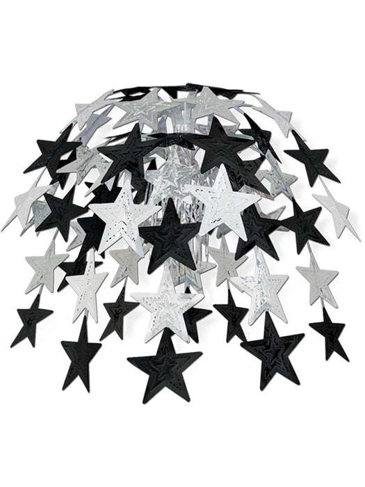 Black & Silver Star Cascade Sparkling Party Decor! (1/Pk)