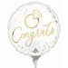 White and Gold Congrats Wedding Foil Balloon, 9 Inch