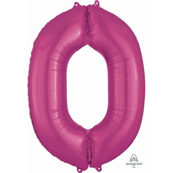 Pink Number 0 Balloon, 26 Inch