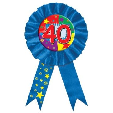40th Birthday Rosette Award Ribbon, 1 Count