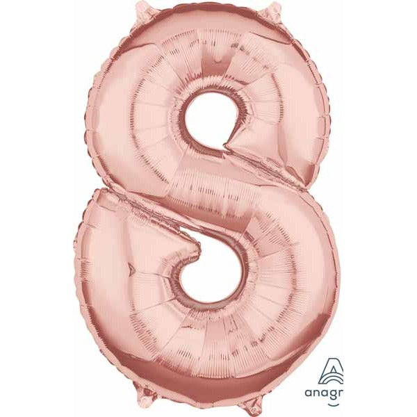 Rose Gold Number 8 Balloon, 16 Inch