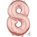 Rose Gold Number 8 Balloon, 16 Inch