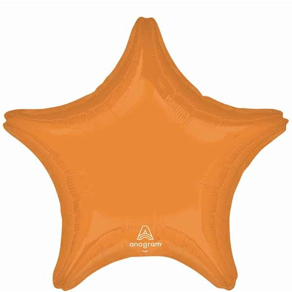 Vibrant Orange Star Foil Balloon, 19 Inch