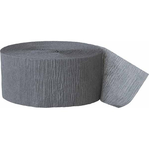 Grey Crepe Paper Streamer, 81 ft