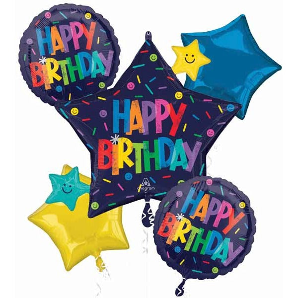 Bold Birthday Foil Balloon Bouquet, 5 Piece