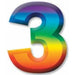 Multicoloured Plastic Number 3 Birthday Decoration