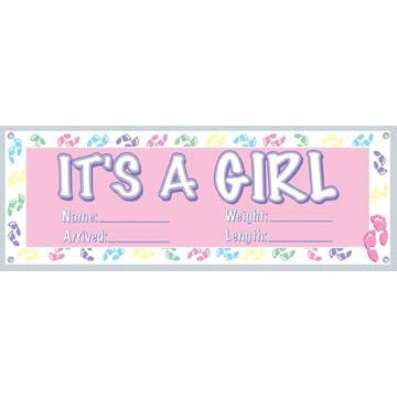 It's a Girl Sign Banner, 63 x 21 Inches