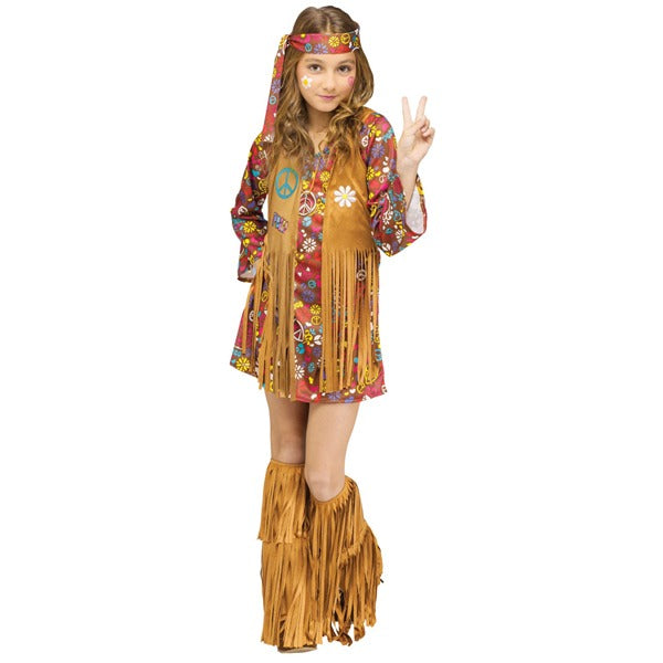 Peace & Love Hippie Costume for Girls, Medium 8-10