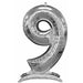 Silver Number 9 Stand-Up Balloon, 50 Inch