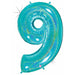 40-Inch Megaloon Number 9 Holographic Robin's Egg Blue Balloon