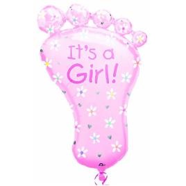 32 Inch It's a Girl Foot Shaped Foil Balloon