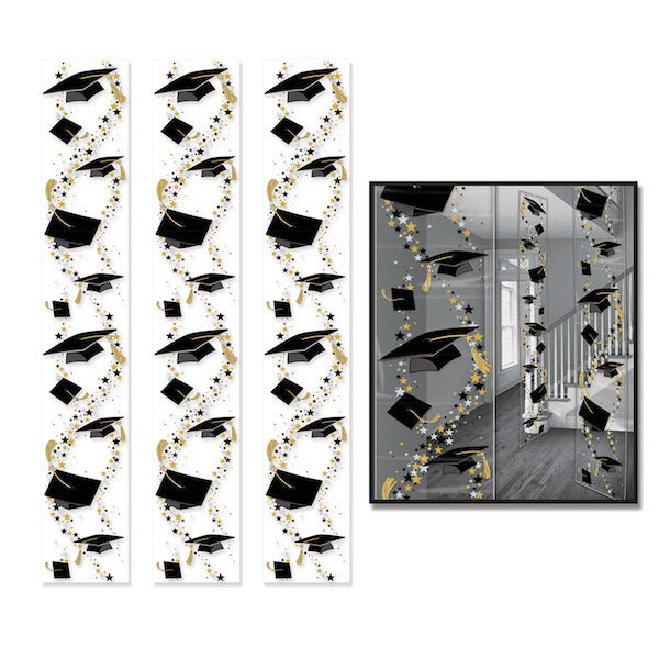 Grad Caps Graduation Party Panels, 3 Pack
