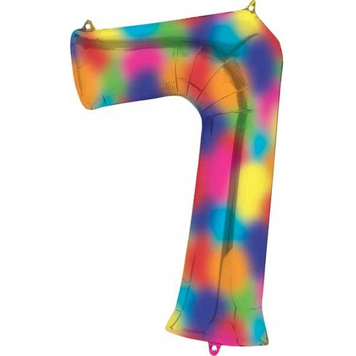 34-Inch Rainbow Splash Number 7 Balloon