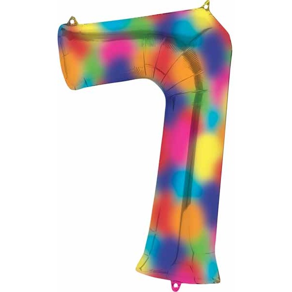 34-Inch Rainbow Splash Number 7 Balloon