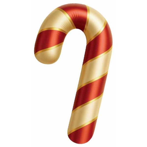 34-Inch Red & Gold Striped Candy Cane Foil Balloon