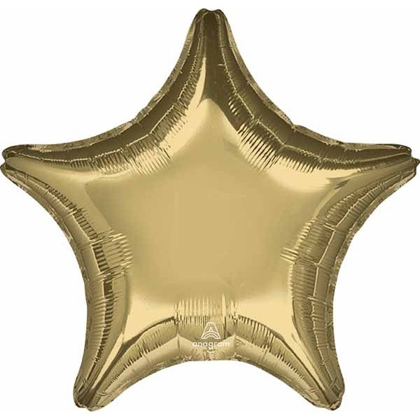 19 Inch White Gold Star Foil Balloon
