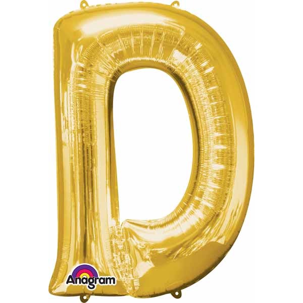 34-Inch Gold Letter D Foil Balloon