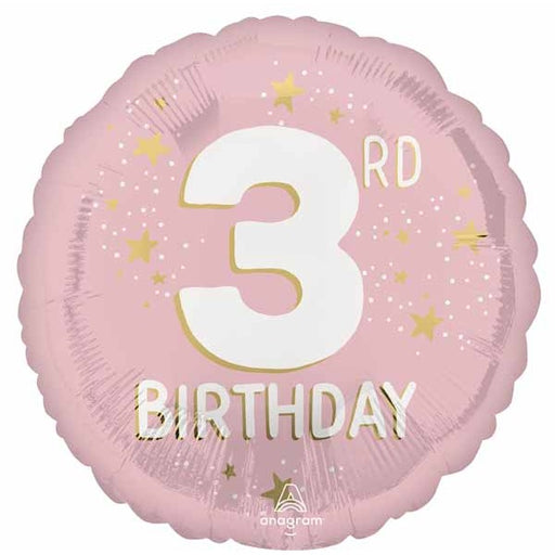 Little Miss 3 Happy Birthday 18-Inch Round Foil Balloon