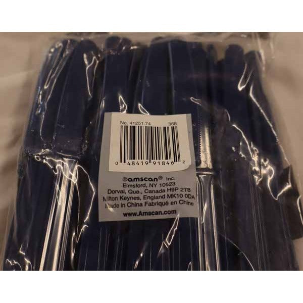 Navy Blue Plastic Knives, 50 Count