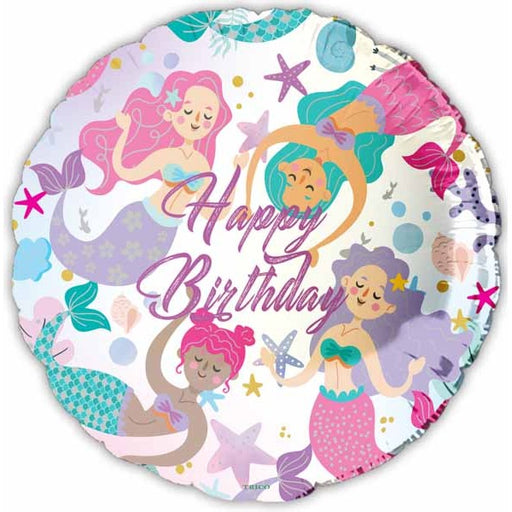 Happy Birthday Mermaids 18-Inch Foil Balloon