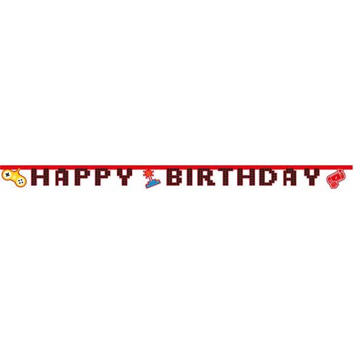 Gaming Party Happy Birthday Paper Die-Cut Banner