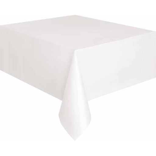 White Plastic Tablecover, 54 x 108 Inches