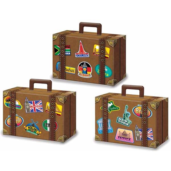 Luggage Favor Boxes, 3 Pack