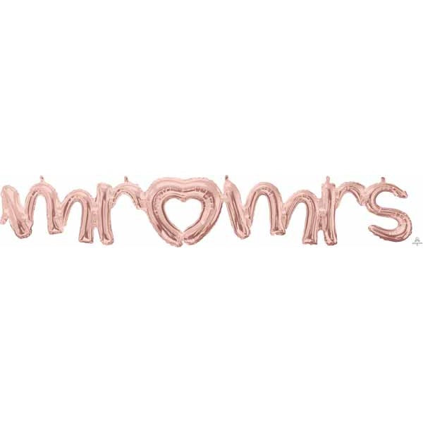 Mr & Mrs Rose Gold Script Balloon