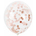 12-Inch Rose Gold Confetti Print Latex Balloons, 6 Pack