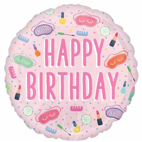 Spa Party Happy Birthday 18" Round Foil Balloon