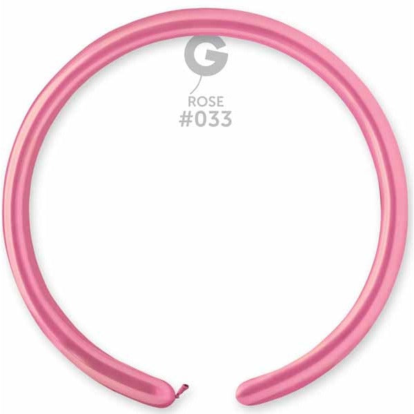 Gemar 260 Metallic Rose #033 Twisting Balloons, 50 Count
