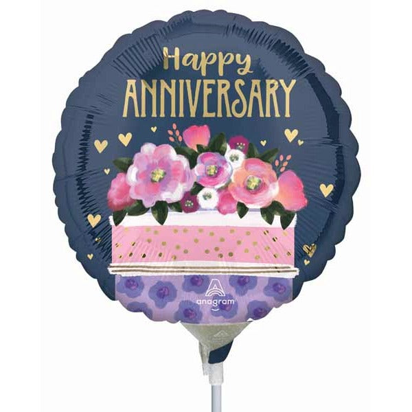 Anniversary Cake 9-Inch Round Foil Balloon