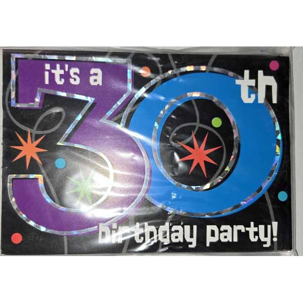 Party Continues 30th Birthday Prismatic Invitations, 8 Pack