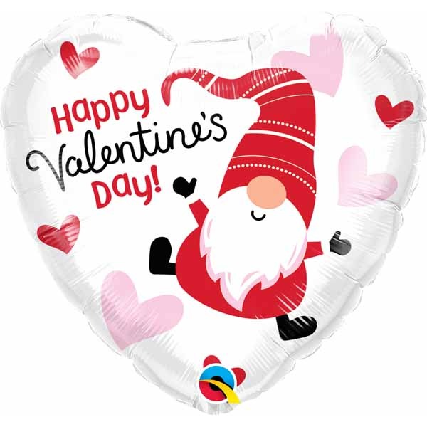 Happy Valentine's Day Gnome 18-Inch Heart Foil Balloon