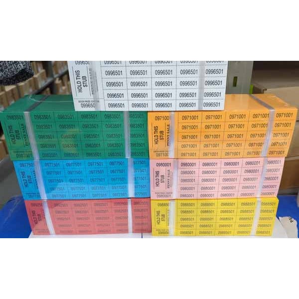 Assorted Colour Penny Sale Ticket Sheets, 500 Pack