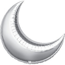 17-Inch Silver Crescent Moon Foil Balloon