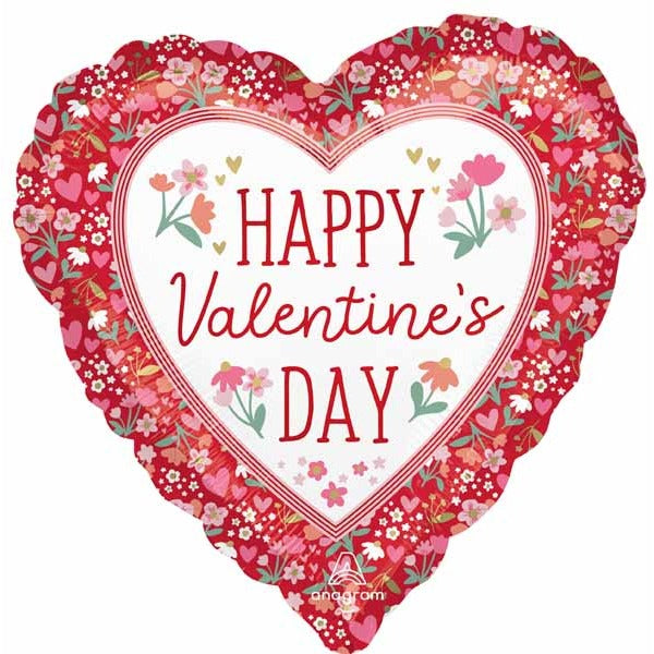 Boho Happy Valentine's Day Heart Foil Balloon, 18 Inch