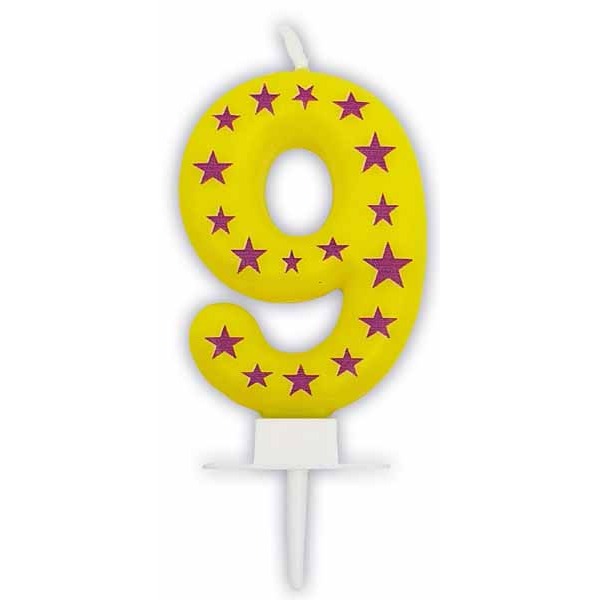 Stars Number 9 Birthday Candle