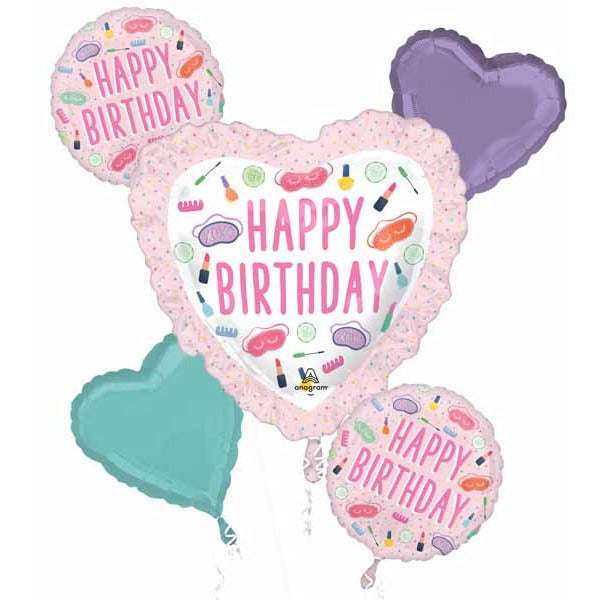 Spa Party Happy Birthday Foil Balloon Bouquet