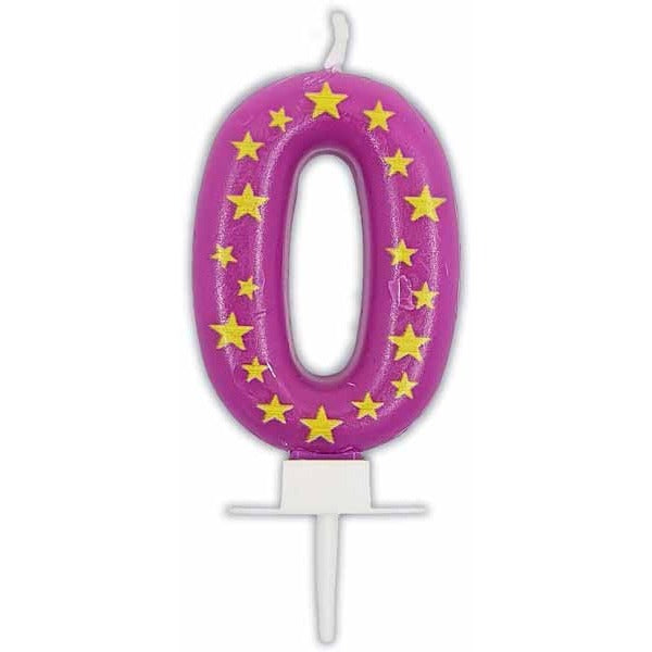 Stars Number 0 Birthday Candle