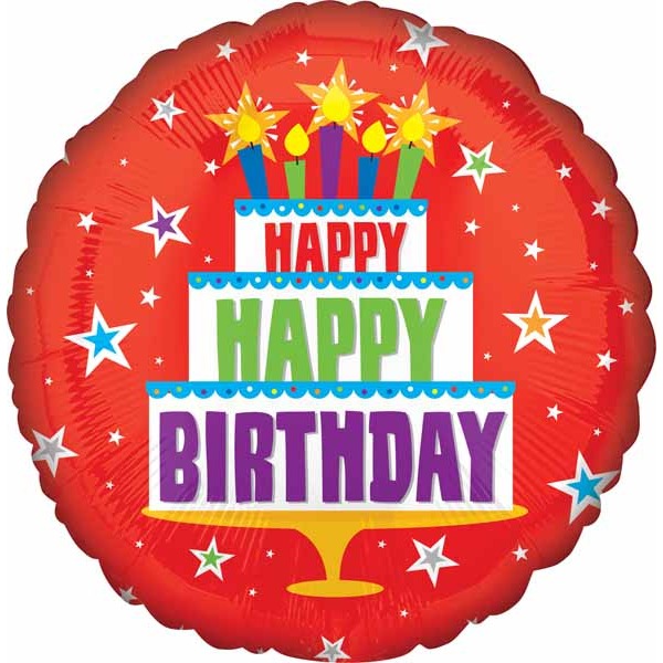 Red Birthday Cake 18-Inch Foil Balloon