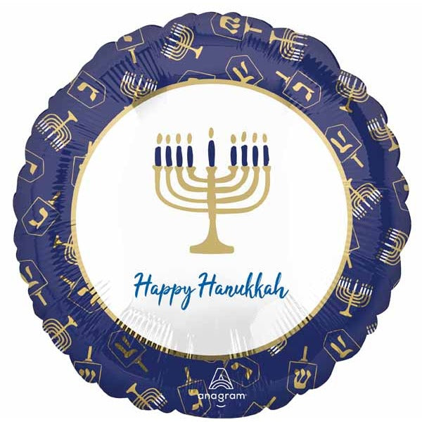 Elegant Hanukkah 18-Inch Round Foil Balloon